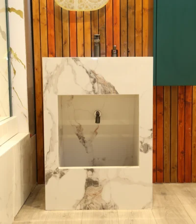 WuduEase Al Buraq Square Dual Wudu Basin UK Bronze Marble