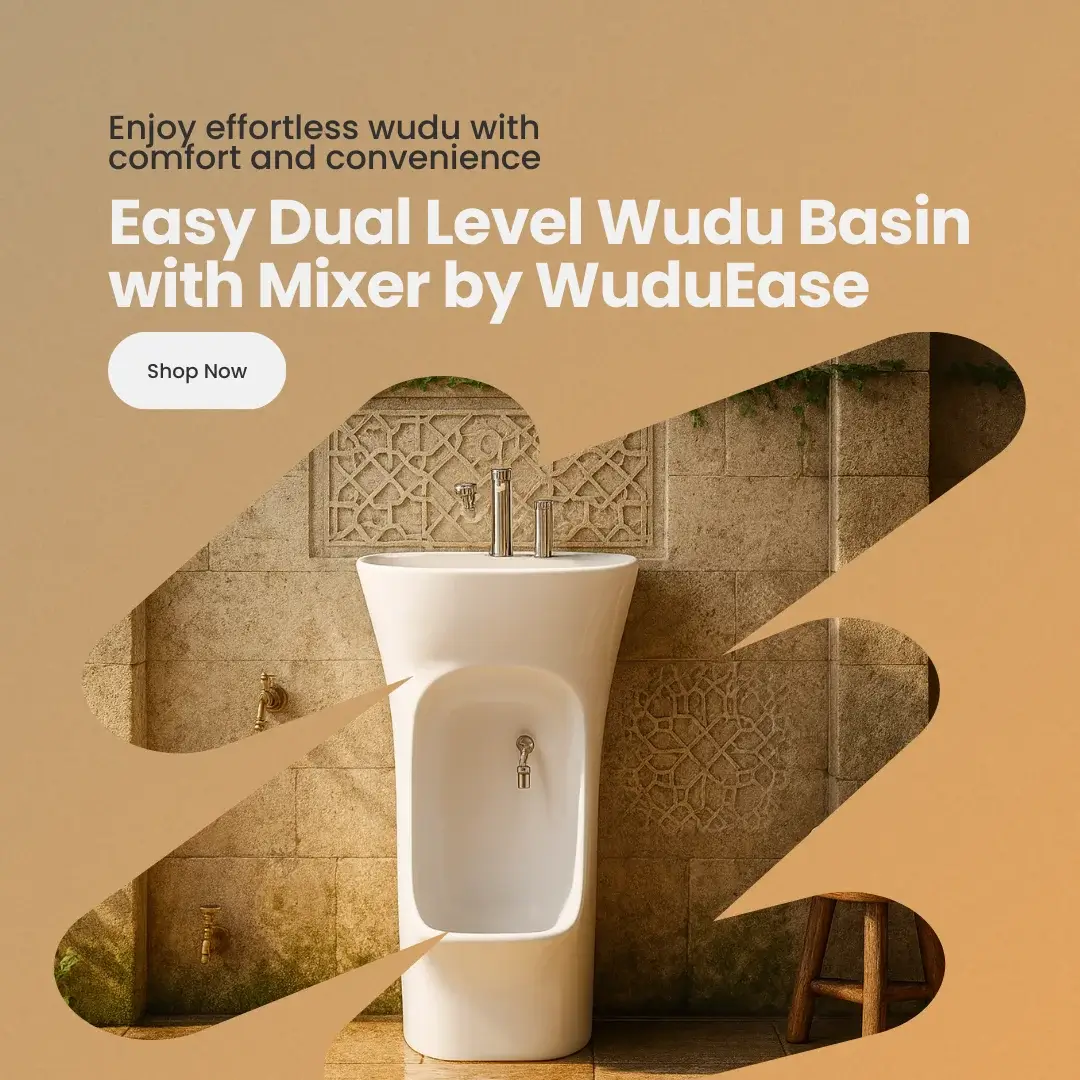 WuduEase Ceramic Easy Dual Level Wudu Basin with Mixer