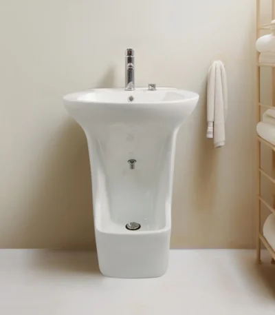 Dual Level Ceramic Wudu Basin with Mixer